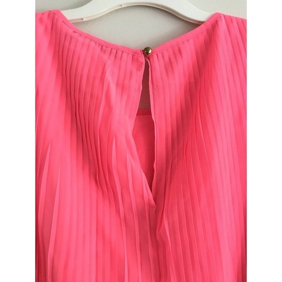 Ark & Co Mini Dress Size M Pink Pleated Crewneck Swing Sleeveless Aline - Picture 8 of 11